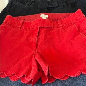 J. Crew Women's Red Scalloped Shorts
